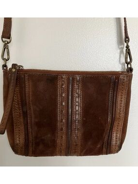 Vintage Lucky Brand Brown Leather Shoulder Crossbody Bag Boho Purse Hippie Indi